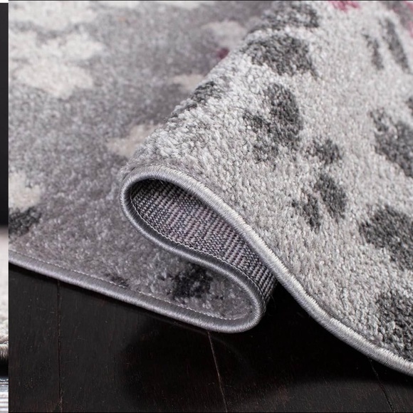 Floral Gray and Pink Area Rug - Picture 5 of 7